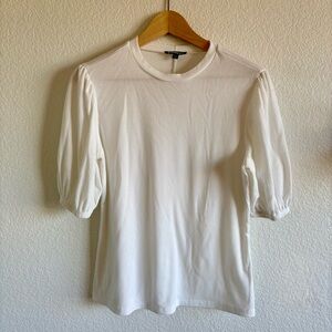 Express Ribbed Crew Neck Puff Sleeve Top